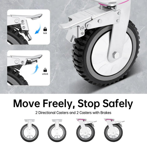 Heavy Duty 8 Inch Caster Wheels Set Of Four With 1323 Lbs Total Load 2 Swivel Casters 2 With Brakes Double Bearing Anti Tangle