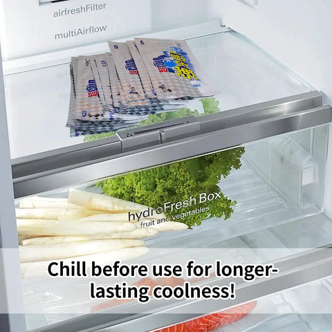 Stay Cool On The Go With Instant Cooling Ice Packs for Outdoor Activities chilling in fridge before use