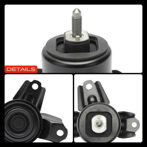 Premium Performance Engine Motor Mount Front Right Direct Bolt In Replacement For Hyundai And Kia Forte Models Built With Tough Bushings showing top and side views.