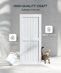 White Barn Door 38 X 84 Inches With Sliding Door Hardware Kit Included shown standing with water protection features.