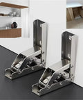 Silvery 90 Degree Folding Hinges No Slot Flush Mount 180 Degree Countertop Support Hidden Design Two To Four Pack