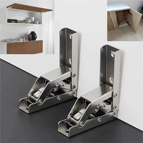 Silvery 90 Degree Folding Hinges No Slot Flush Mount 180 Degree Countertop Support Hidden Design Two To Four Pack