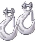 One Quarter Inch Safety Chain Hooks With Clevis Slip Hook And Safety Latch, Grade 70 Forged Steel, 12,600 Lb Capacity, 2 Pack