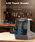 Space Pi Filament Dryer Plus For 3D Printers with LCD screen, showing real-time humidity and temperature settings, dual 1 kg capacity.
