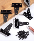 10 Pack 2 Inch Matte Black T Strap Shed Hinges For Barn Doors And Gates Heavy Duty Strap Hinges Set With 60 Screws Included.
