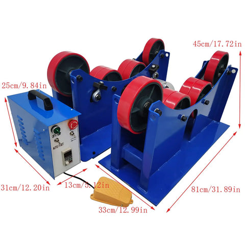Beefed Up Pipe Rotary Welding Positioner With Digital Speed Control For Auto Welding Equipment And Tank Turning Supports 2.75 To 47.24 Inch Pipes 6600 Lb Capacity Heavy Duty Rollers, blue rollers with foot pedal and control box