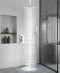 Ceiling Mount Shower System With Rain Head And Handheld Spray High Pressure Chrome Faucet Set with water flow visible