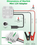 12V To 30V DC Boost Converter For Satellite Internet Modems wiring diagram with dimensions and cable specifications.