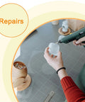 Person using hot glue gun for repairs, featuring Black Hot Glue Sticks 12 Pack For Hot Glue Gun, 8 Inch Long 0.43 Inch Diameter