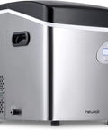 Portable Countertop Ice Maker delivers 12 bullet ice cubes in 7 minutes, 50 lb daily capacity, stainless steel finish