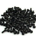 100 Pack Heavy Duty M3 X 8mm Black Nylon Machine Screws Featuring Phillips Slotted Pan Heads Crafted From Top Tier Polyamide Resin displayed in bulk.