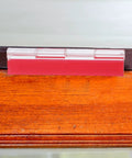 Clear Self-Adhesive Acrylic Hinges on wood, size 100x42mm, for cabinets and wooden boxes, heavy-duty double-sided adhesive.