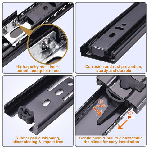 11 Inch Full Extension Drawer Slide With Triple Fold Ball Bearing And Soft Close features and installation guide