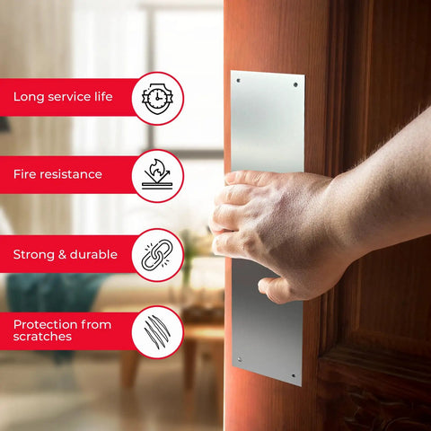 Heavy Duty 4X16 Inch Door Push Plate Rock Solid Clear Anodized Aluminum Guard With Easy Screw Mounting For Wood Or Metal Doors Straight Up Premium Door Protector To Keep Walls And Entries Looking Crisp