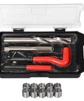 15 Pcs Thread Inserts M14x1.5 Female Thread Repair Kit With Spark Plug Helicoil Set shown in open organizer box.