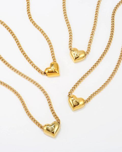 14k Gold Plated Initial V Necklace For Women And Men With Heart Pendant, Waterproof Stainless Steel, 45cm Chain Plus 5cm Extension