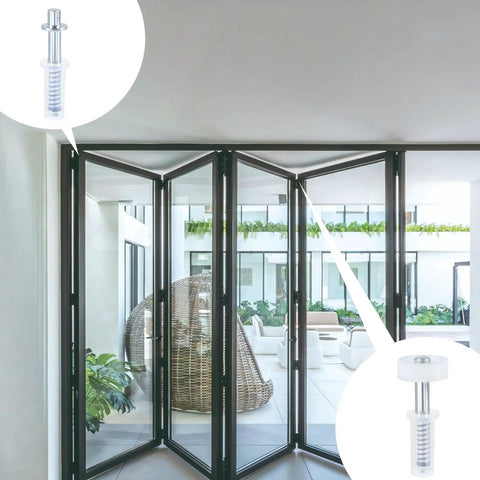 4 Pack Bi-Fold Door Top Roller Guide Wheels And Top Pivots, 3/8 Inch Shaft, Stainless Steel, Fits Doors 1 To 1-3/8 Inches Thick, Durable Roller Set For Easy Glide And Smooth Quiet Operation on bi-fold glass doors