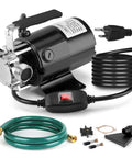 Hella Efficient Heavy Duty Electric Water Transfer Pump 115V 1/10 Hp Portable Utility Pump with 6 ft hose and switch for pool draining.