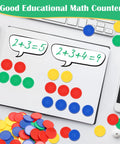 200 Piece Plastic Learning Counters Set With Storage Box In Four Colors for math on desk with whiteboard and keyboard