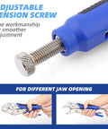 Heavy Duty 10 Inch Locking Pliers With Curved Jaw, adjustable tension screw in close-up for precise gripping.