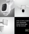 Triple Head Floodlight Cam With Full HD 1080P Live View, 2.4 GHz WiFi, 270 Degree Motion Coverage, 3,500 Lumen LED Spotlight, White