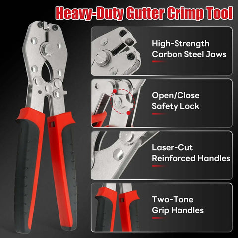 Locking Punch Notcher For Sheet Metal With Three Eighths Inch Wide Throat Gutter Crimping Tool Built Tough For HVAC