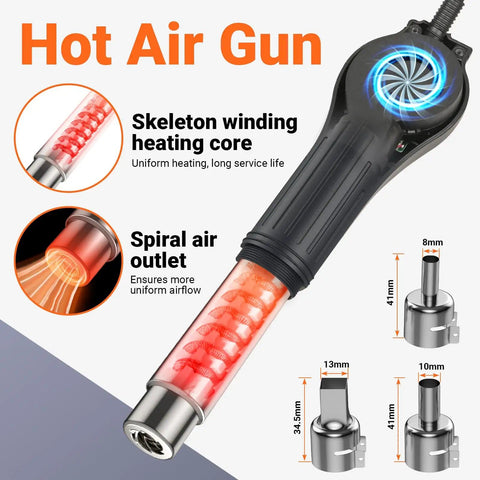 Close-up of hot air gun from Two In One Hot Air Rework Soldering Station Kit With Adjustable Holder Auto Sleep And Calibration
