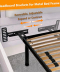 Ultra Tough Headboard Brackets For Metal Bed Frame Universal Adjustable Wall Mount Kit With Footboard Extension Solid Steel Black Finish with detailed look at adjustable installation.