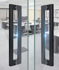 Heavy Duty Stainless Steel Square Tube Glass Door Handle Matte Black Sliding Door Handle For Bathroom Shower in office setting