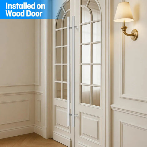 60 Inch Push Pull Door Handle Made From 304 Stainless Steel With Polished Chrome Finish, Heavy Duty Back To Back Door Pull for wood doors