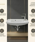 20 Inch Wall Mounted Bathroom Sink With DIY Friendly Slip On Install Space Saving Design Single Faucet Hole Glossy White Finish