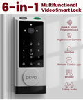 Six In One Smart Lock With Camera And Doorbell, Keyless Entry For Front Door With Fingerprint, App Remote, Auto Lock