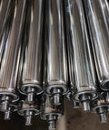 Heavy Duty 60cm Unpowered Roller Conveyor Belt With Jointable Discharge Slide For Rigs And Warehouses, Durable Stainless Steel Construction, MustHave Material Handling Solution For Bottled Goods Pallets And Plastic Drums. stainless steel rollers