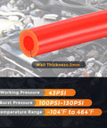 Dmotech 6pc Kit Red Silicone Vacuum Hose Tubing 3mm Wall Fits Engine Intake And Fluid Lines High Performance 130 PSI Heat Resistant Perfect Ride Swap Upgrade For Domestic Or Import Cars, 3mm wall hose in engine bay
