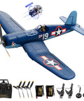 Brushless RC Plane For Adults With XPilot Stabilizer And 3D Aerobatics, F4U Corsair 500mm 4 Channel RC Airplane, 2.4G Remote, Ready To Fly, Fully Assembled, Three Flight Modes shown with additional parts and remote control.