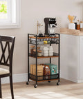 Heavy Duty 5 Tier Floor Standing Coffee Cart With Spacious Pod Storage Organizer For Kitchen Bar Station Pretty Sweet Space Saver Straight Up Game Changer Slick with coffee maker and storage.