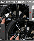 Straight From The Shop Matte Black Rim Repair Kit For Fixing Alloy Wheel Curb Rash With Two Scratch Resistant Touch Up Paint Pens And Gnarly Tool Set For Daily Rides, 2-in-1 pen and brush design for repairs.