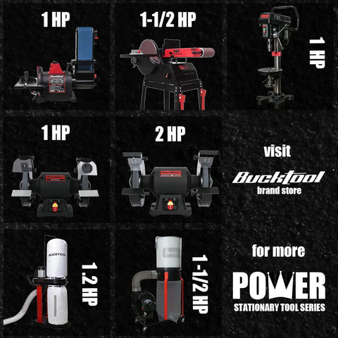 Power stationary tool series featuring combo 2x42 inch belt sander and 6 inch bench grinder knife sharpener with large work table BG2600.