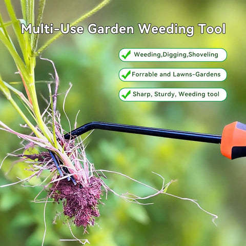 Ergonomic Weed Puller Tool For Easy Garden Weeding Adjustable Length 13.3 To 19.8 Inches Portable Grab-And-Go Hand Weed Remover With Stainless Steel Shaft And Comfortable Grip For Less Strain, pulling roots