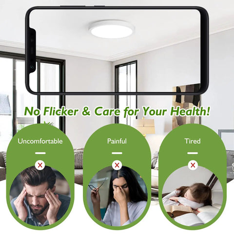 7 Inch Dimmable LED Flush Mount Ceiling Light 15W 1200LM 5000K Daylight White in modern living room scene