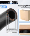 Grease Monkey Approved 3/4 Inch Car Heater Hose Delivering A Full Fifty Foot Run Of Premium Epdm Coolant Radiator Tubing Rated At Eighty Five Psi With Flexible Two Ply Design Built For Quick Shop Fixes And Smooth Highway Cruising showing size and dimensions.