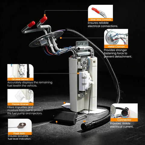 Front And Rear Fuel Pump Assembly For Ford F150 F250 F350 Super Duty 1992 Through 1997 showing key components and fuel sensor.