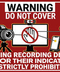 Warning sign against covering cameras and microphones, not for Maximum Light Dimming Shapes For Routers And Electronics Blocks 100 Percent.