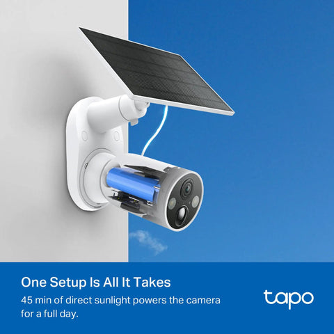 Badass 2K Plus Outdoor Wireless Security Camera With Modular Solar Panel And Rechargeable Battery For All Weathers And No Fuss Wire Free Install Featuring Rock Solid Hd Motion Detection And Night Vision mounted on a wall with a solar panel.