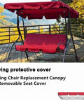 Outdoor Patio Swing Canopy Replacement Cover For Three Seater Cushions Red Waterproof Durable 210D Oxford Cloth installed