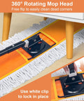 Heavy Duty Commercial Dust Mop With Extended Handle And Thick Cotton Pads For Slick Wet Or Dry Sweep And Badass Daily Cleanup Throughout Your Business Or Warehouse Space, 360° rotating mop head design.