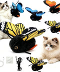 Totally Interactive Cat Butterfly Toy With Sensor Flight And Realistic Wing Motion That Sparks Hunting Instincts, Durable Plush Flapping Butterfly For Solo Indoor Play, Yellow 1pc, plush cat toy, top view
