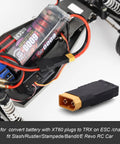 XT60 To TRX RC Battery Charger Adapter Connectors For Traxxas Slash Rustler Stampede Bandit E Revo Cars 3 Pack shown in use