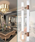 Clear Acrylic Sliding Door Pull Handle for Exterior and Interior Doors Round Push Pull Bar for Wood and Glass Office KTV Shop Use Tall Sizes 24 32 39 47 59 Inches No Sweat 2 Hole Mount Rust and Water Resistant installed on glass door