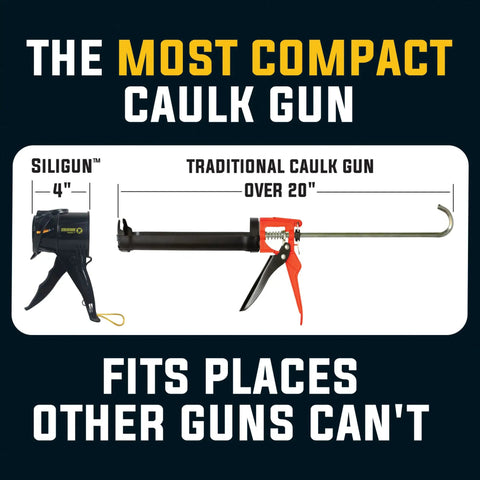Comparison of Compact Anti Drip Caulking Gun With Extreme Duty Build Lightweight ABS Frame 4 Inch Size against traditional caulk gun.